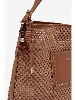 Letná Kabelka s Pletením a Přívěskem Světle hnědá Fayette