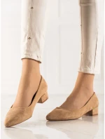 Klasické dámské lodičky hnědé na širokém podpatku Klasické dámské lodičky hnědé na širokém podpatku