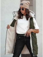 COSYVIVA dámská dlouhá prošívaná vesta s kapucí zelená FashionStreet TY4604