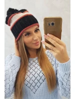 Dámská čepice Kinga K297 černá+tmavě růžová+béžová Dámská čepice Kinga K297 černá+tmavě růžová+béžová