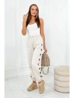 Bavlněné kalhoty Amour béžová melanž