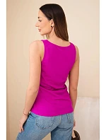 Dámská žebrovaná halenka na ramínkách s knoflíkem tmavě fialová