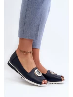 Dámské lodičky s ozdobou z ekokože tmavě modré Biolita Dámské lodičky s ozdobou z ekokože tmavě modré Biolita