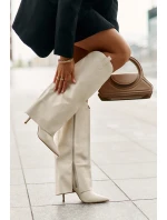 Kozačky Na Podpatku S Otočeným Svrškem Světle Béžové Bellinna