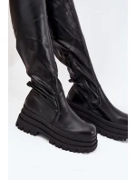 Dámské Kozačky Po Kolena Na Masivní Platformě Černé Erisna
