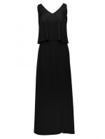 Maxi šaty s volánkem K048 černé - Makover