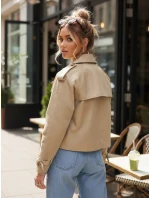 Dámský krátký elegantní kabát klasického střihu béžový FashionStreet NY0771