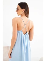 Dlouhé šaty bez ramínek modrý