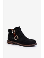 Dámské boty na ploché podrážce s pásky černé Melviana