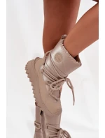 Dámské kožené sněhule na platformě Lee Cooper – béžovo-zlaté