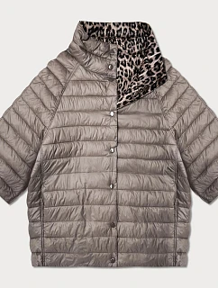 Oboustranná dámská bunda plus size s 3/4 rukávy Goodlookin cocoa/panther (M6-6308-358)