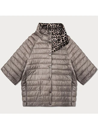 Oboustranná dámská bunda plus size s 3/4 rukávy Goodlookin cocoa/panther (M6-6308-358)