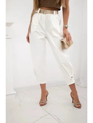 Kalhoty Summer Punto se zapínáním na nohavice ecru