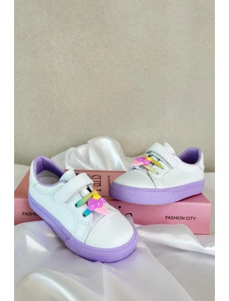 Dětské tenisky s suchým zipem bílo-fialové Pennyn