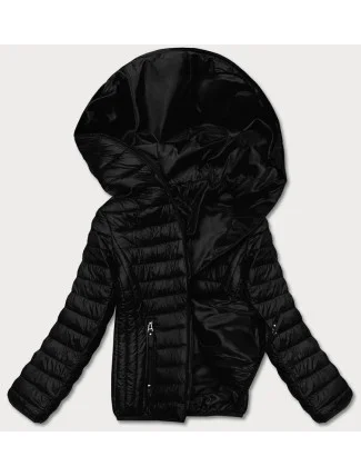 Černá dámská prošívaná bunda s kapucí (B0123-1) Černá dámská prošívaná bunda s kapucí (B0123-1)