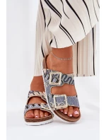 Dámské Pantofle S Přezkami A Leskem Béžové S.Barski RB51-006