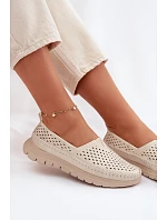 Vzdušné Lehká Dámská Mokasyny Sergio Leone MK099H Béžovo-Zlaté