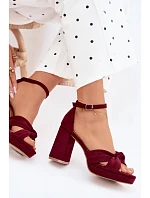 Dámské sandály na podpatku z imitace semiše bordové Rosetta