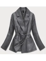 Volný krátký dámský kabát v grafitové barvě (2727) Volný krátký dámský kabát v grafitové barvě (2727)