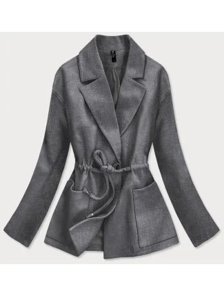 Volný krátký dámský kabát v grafitové barvě (2727) Volný krátký dámský kabát v grafitové barvě (2727)