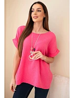 Mušelínová halenka s náhrdelníkem růžový Mušelínová halenka s náhrdelníkem růžový