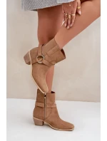 Boty Z Přírodní Semiše Na Podpatku Béžové Zazoo 3444/2 Boty Z Přírodní Semiše Na Podpatku Béžové Zazoo 3444/2