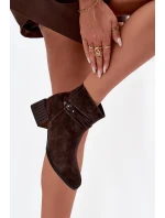 Dámské boty z přírodního semiše na klínu zateplené D&A CR52-651 čokoládové