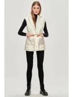 Dámská vesta v ecru barvě s límcem (JIN221) Dámská vesta v ecru barvě s límcem (JIN221)