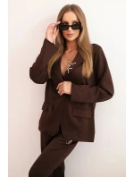 Komplet dámský s viskózou s ozdobami a elastickými kalhotami hnědý Komplet dámský s viskózou s ozdobami a elastickými kalhotami hnědý