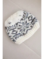 Dámská zimní vlnená čepice s norským vzorem K354 bílý+šedý