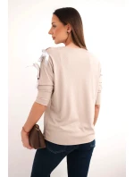 Dámská viskózová blůza s ozdobnými stuhami béžová