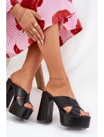 Dámské Pantofle Na Platformě A Podpatku Černé Lenobos