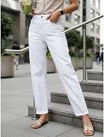 Dámské džíny s vysokým pasem balonového střihu bílé FashionStreet UY2943
