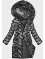 Prošívaná dámská zimní bunda J Style v grafitové barvě (16M9100-105)