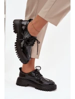 Lakované kožené dámské polobotky s přezkami Artiker 57C0333 Černé