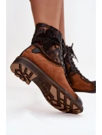 Dámské kožené botky Maciejka  – camel, nízký podpatek