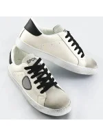 Bílo-černé dámské tenisky trampky z různých spojených materiálů (1088) Bílo-černé dámské tenisky trampky z různých spojených materiálů (1088)