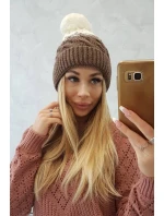 Fleecová čepice Ilona K218 cappuccino+ecru Fleecová čepice Ilona K218 cappuccino+ecru