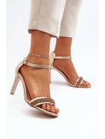 Zazoo 3328/2 Dámské Kožené Sandály Na Podpatku Zlaté Zazoo 3328/2 Dámské Kožené Sandály Na Podpatku Zlaté
