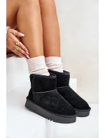 Dámské semišové zimní boty na platformě nad kotníky černé Rianaella
