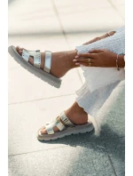 Dámské Pantofle Z Přírodní Kůže Na Platformě Zazoo 40440 Zlaté