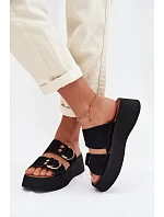 Dámské platformové sandály se zlatými sponami Černé Nelirae