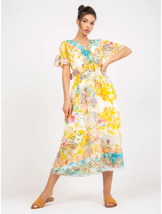 Šaty DHJ SK 15967 1.01P bílá a žlutá