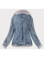 Světle modrá kožešinová džínová bunda (10538)