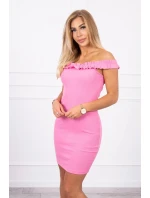 Španělské šaty s volánky světle růžové