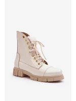 Kožené Dámské Botky S Kožešinou Jasnobežové Lewski 3296 Kožené Dámské Botky S Kožešinou Jasnobežové Lewski 3296