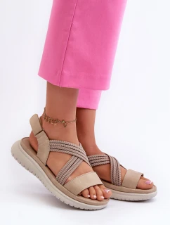 Lehké Dámské Pohodlné Sandály Na Suchý Zip Beige Ceclea