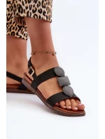 Dámské Černé Sandály S Ozdobami Sergio Leone SK072H