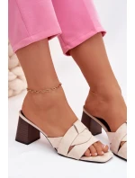 Dámské lodičky na podpatku s pásky Eko semiš Béžové Corivelle