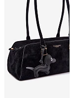 Kabelka z imitace semiše s přívěskem jezevčík černá Noely